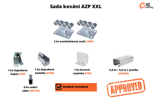 AZPXXL - KOVÁNÍ AZP XXL do hmotnosti brány 1200 kg a až do 8,5 m průjezdu, černý c profil